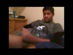 Indian boy jerking his thick cock and cumming